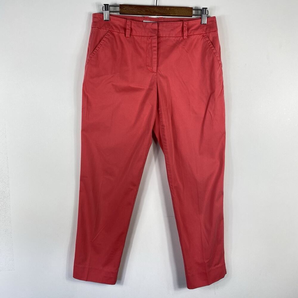 Trina Turk Crop Pants 8 Pink Poplin Pockets Cotton Made In USA